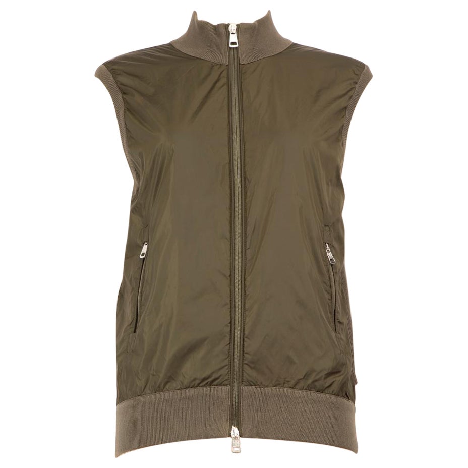 Gilet Moncler kaki à fermeture éclair, taille XL
