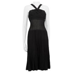 Chanel Black Midi Sleeveless Woven Detail Dress Size M