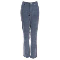 Loro Piana pantalon mince en velours côtelé bleu taille L