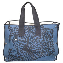 Hermès Navy Leopard Pattern Large Tote Bag