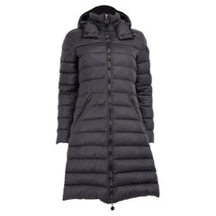 Moncler Manteau long à capuche détachable bleu marine, taille M