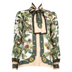 Dolce & Gabbana Green Chestnut Print Blouse Size S