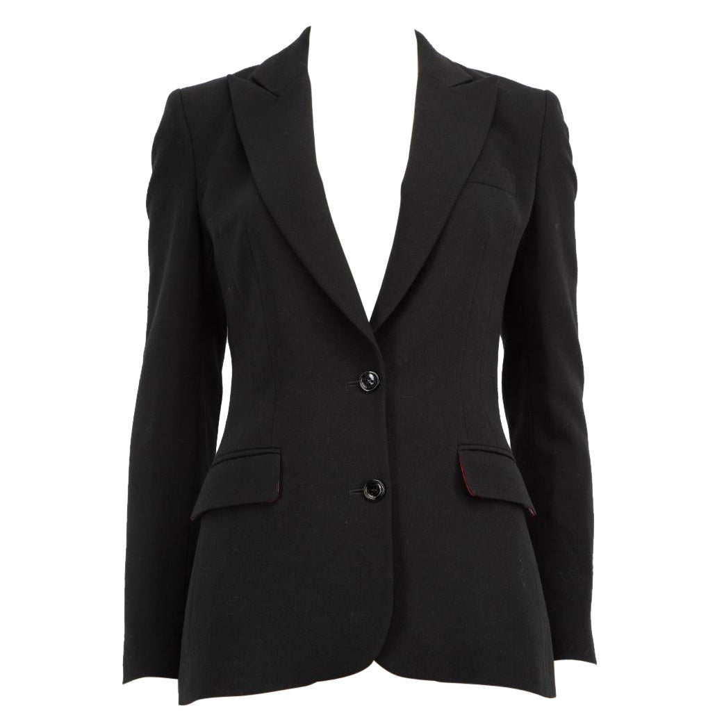 Dolce & Gabbana Black Wool Mid Length Blazer Size XS For Sale