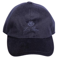 Loro Piana Navy Cashmere Logo Embroidered Cap