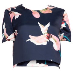 Top de satén duquesa con estampado de lirios Erdem Jessica Kayo Talla L