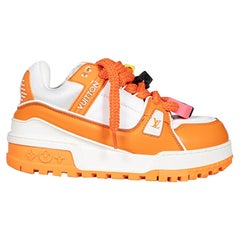 Louis Vuitton Orange & Weiß Leder Maxi-Turnschuhe Größe IT 40