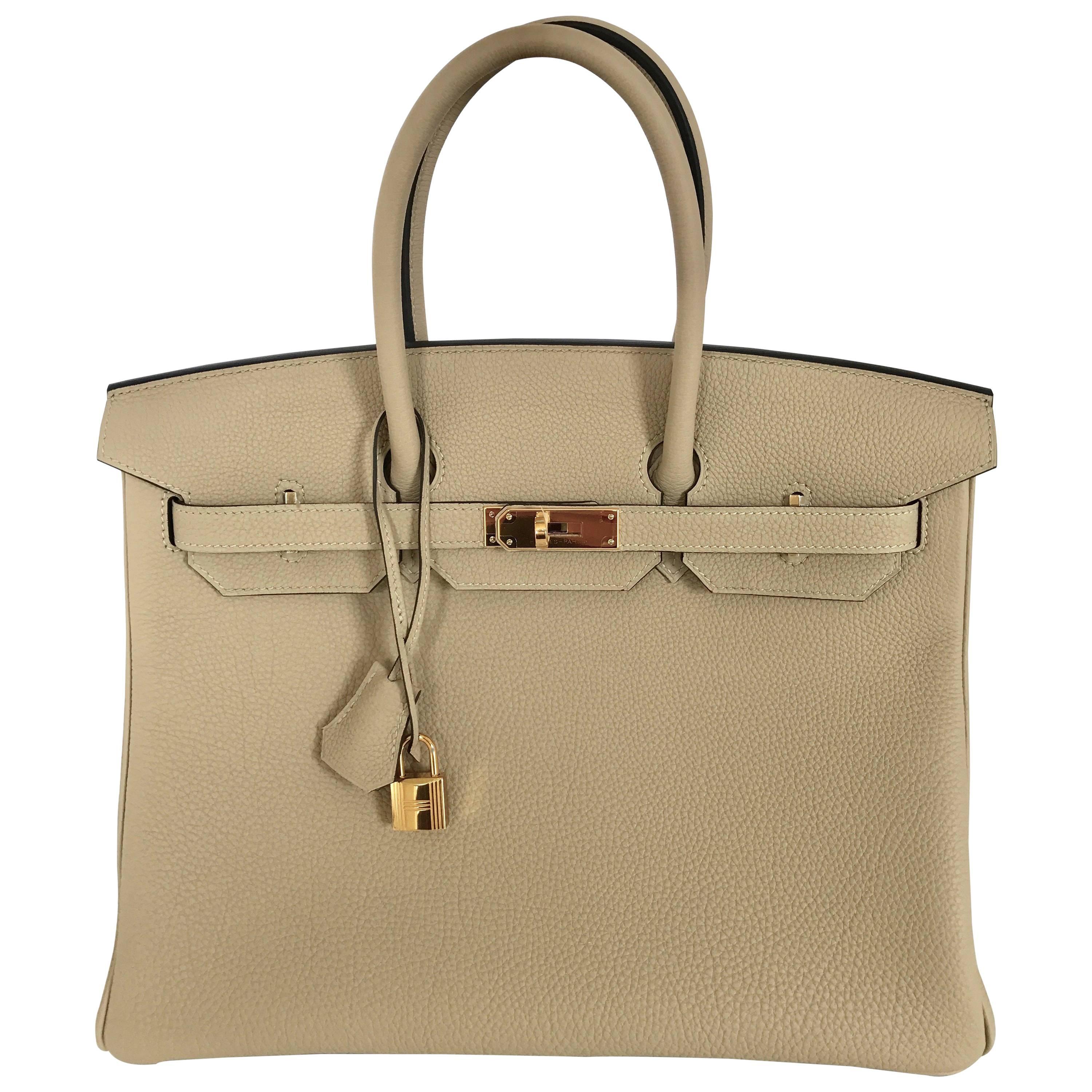 Hermes Trench Birkin 35 Togo Gold Hardware