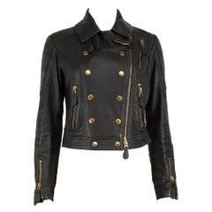 Burberry Burberry Brit Giacca doppiopetto in pelle nera taglia XS