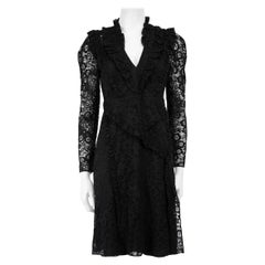 Altuzarra Schwarzes Spitzenkleid mit Rüschenbesatz Größe M