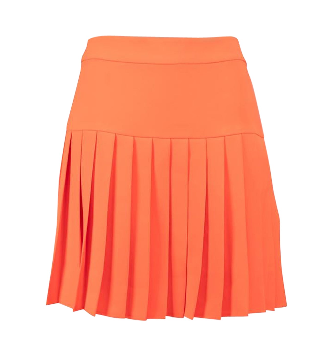 Alexander McQueen Neon Orange Pleated Mini Skirt Size S For Sale
