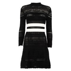 Alexander McQueen Black Knit Stripe Mini Dress Size XS