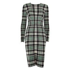 Alexander McQueen Green Plaid Knitted Dress Size S