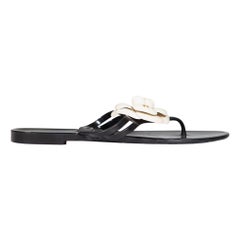 Chanel Black CC Logo Camellia Sandals Size IT 39