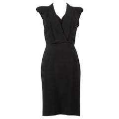 Alexander McQueen Black V Neck Knee Length Dress Taille L