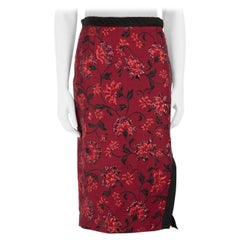 Altuzarra Red Wool Floral Jacquard Skirt Size S