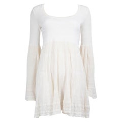 Azzedine Alaïa White Lace Pattern Knit Dress Taille M