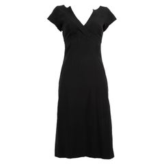 Alexander McQueen Black Midi V-Neck Dress Size XS