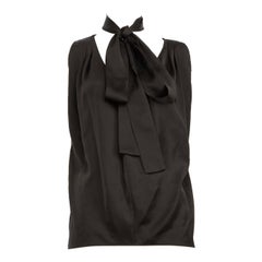 Alexander McQueen McQ Black Silk Neck-Tie Top Size M