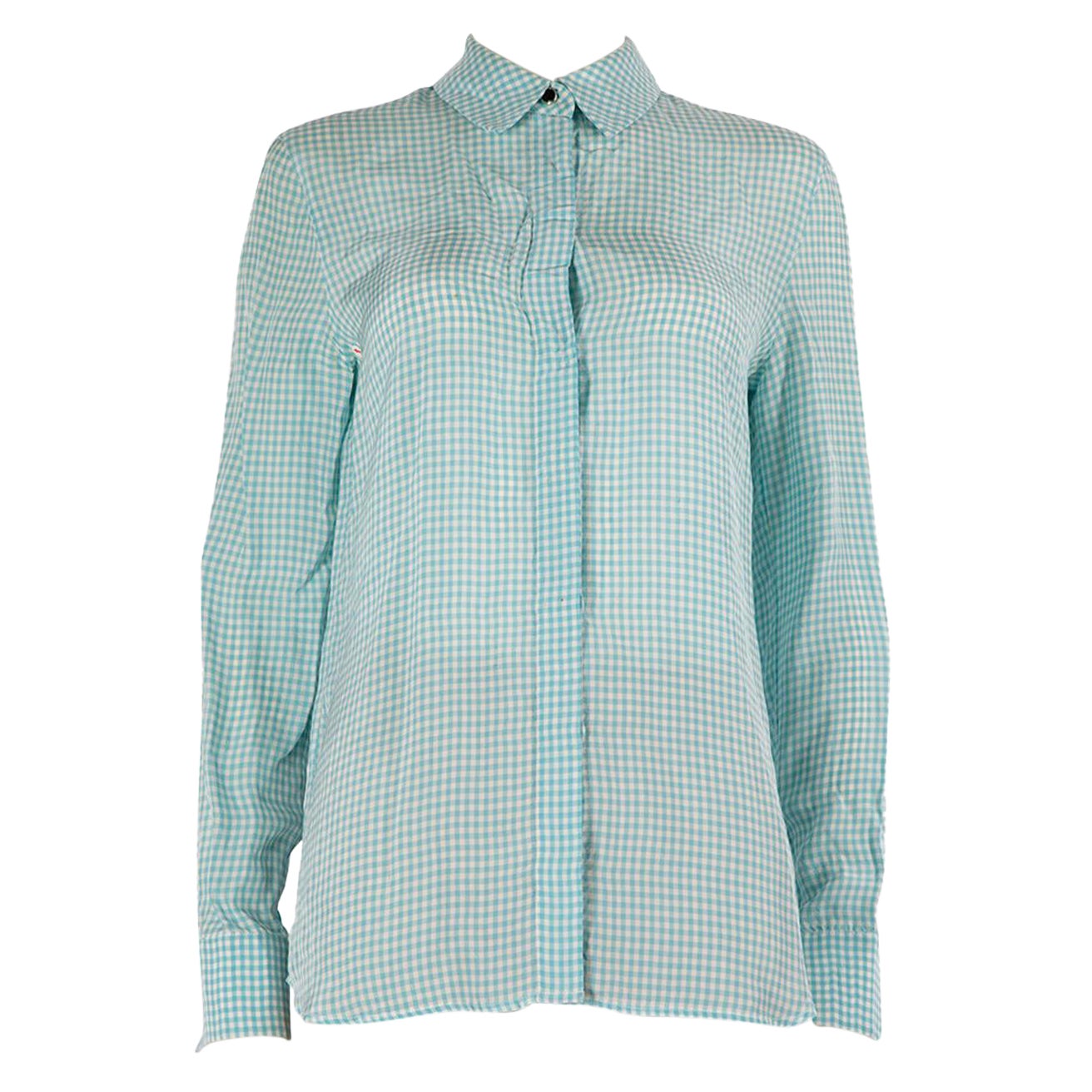 Altuzarra Blue Gingham Button Up Shirt Size XS For Sale
