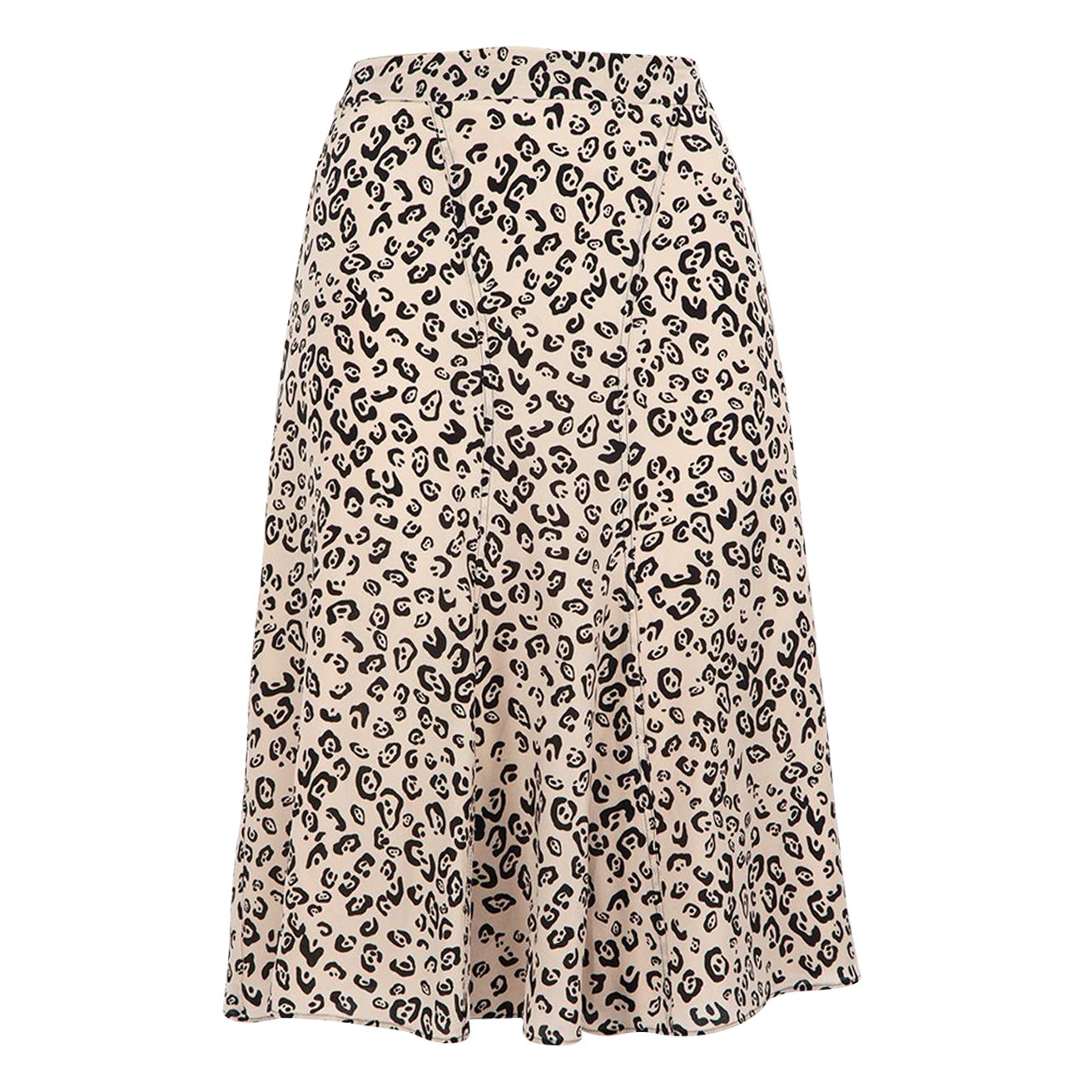 Altuzarra Beige Silk Leopard Print Midi Skirt Size M For Sale