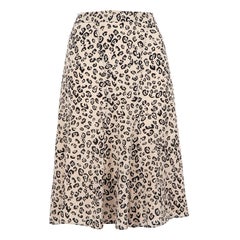 Altuzarra, jupe midi en soie beige imprimé léopard, taille M
