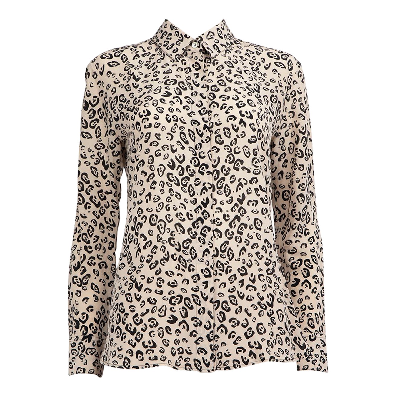 Altuzarra Beige Silk Leopard Print Blouse Size S For Sale
