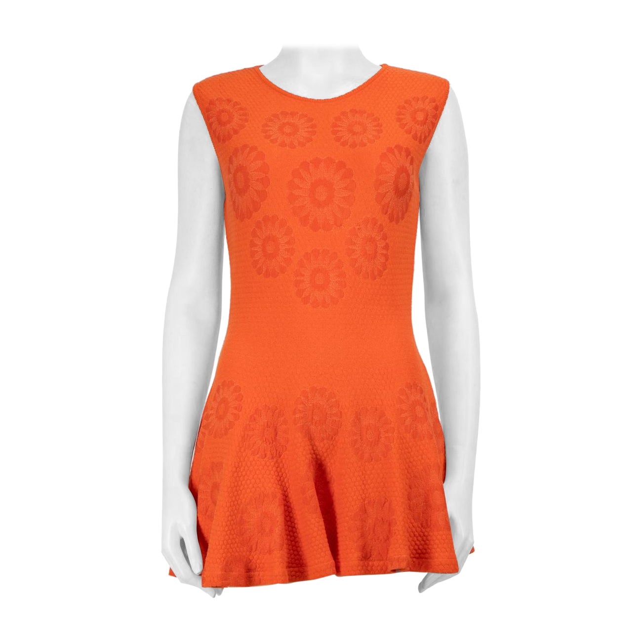 Alexander McQueen Orangefarbenes ausgestelltes Minikleid Größe M
