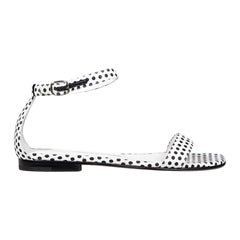 Manolo Blahnik Polka Dot Ankle Strap Flat Sandals Size IT 37