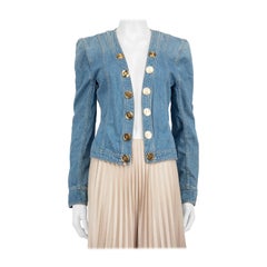 Balmain Blue Denim Gold Buttoned Jacket Size M