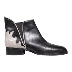 Chloé See By Chloé Black Leather Silver Flame Boots Size IT 36