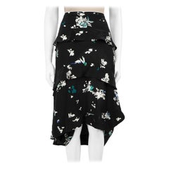 Proenza Schouler Black Silk Floral Print Skirt Size XS