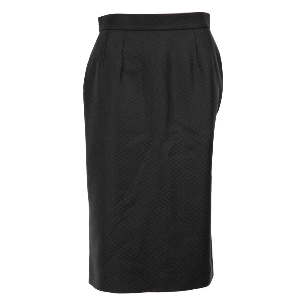 Saint Laurent jupe noire texturée longueur genou, taille L en vente