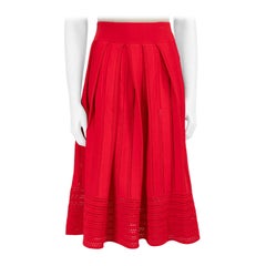 Maje Red Pleated See Through Skirt Size M