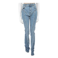 Mugler Jeans skinny a vita alta a spirale in denim blu taglia L.A.