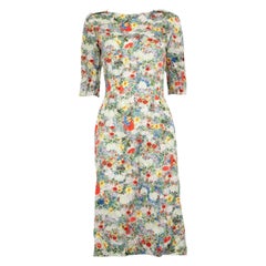 Erdem Kleid mit mittleren Ärmeln und Blumendruck in Knielänge, Größe M