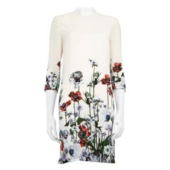 Erdem Vestido blanco estampado floral dobladillo largo hasta la rodilla Talla M