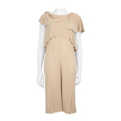 Chanel Beige Petal Sleeve Ruffle Detail Knee Length Dress Size XXL