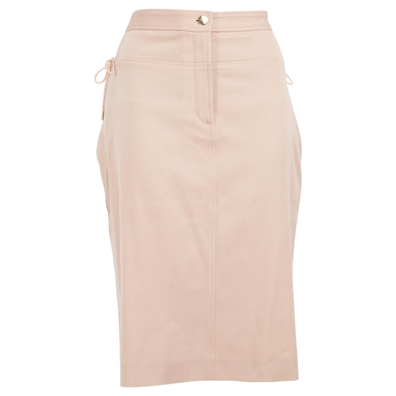 Roberto Cavalli Pink Wool Lace Up Pencil Skirt Size XL For Sale