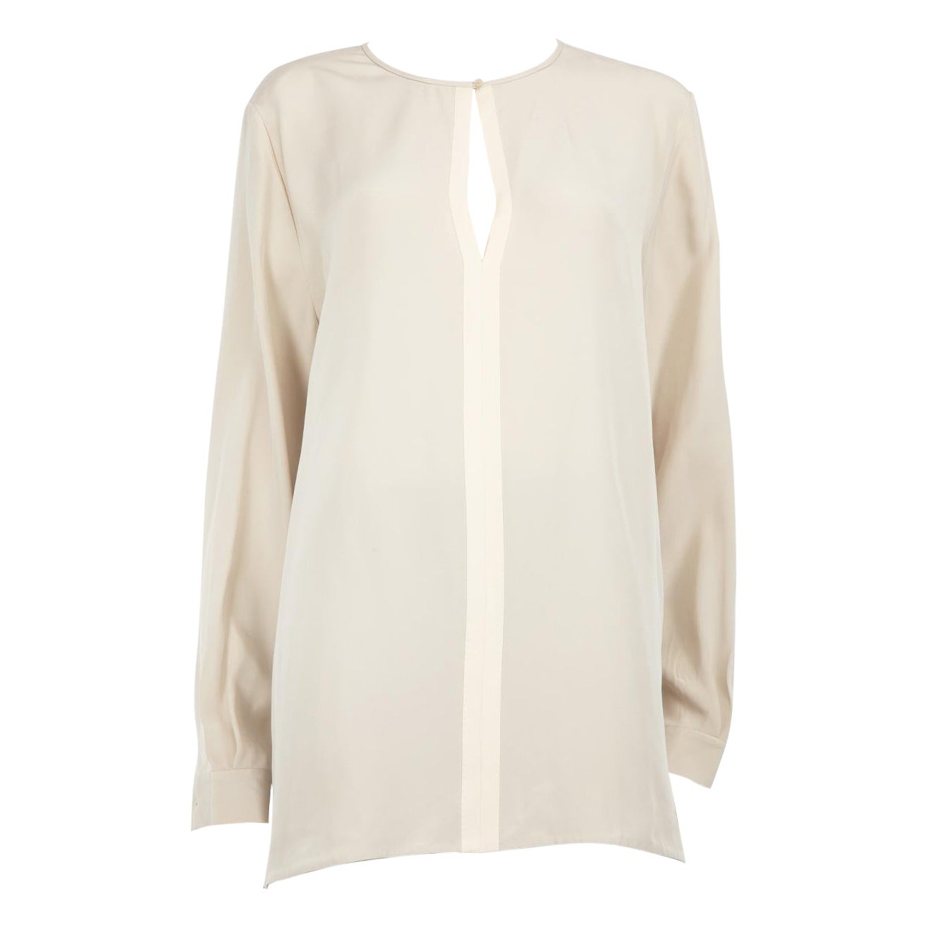 Loro Piana Camicetta in seta a maniche lunghe color crema taglia XXXL