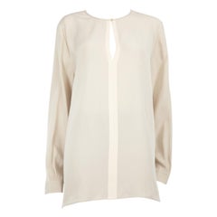 Loro Piana - Chemisier en soie crème à manches longues, taille XXXL
