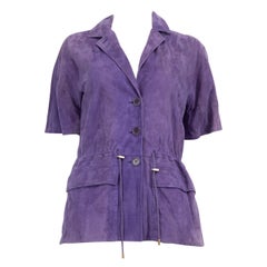 Loro Piana Purple Suede Short Sleeve Top Size L