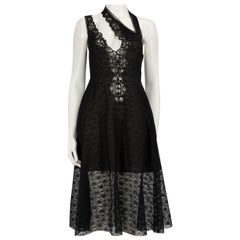 Stella McCartney - Robe midi asymétrique en dentelle noire, taille XS