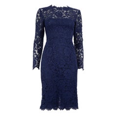 Valentino Garavani Blue Lace Bow Accent Knee Length Dress Size XS