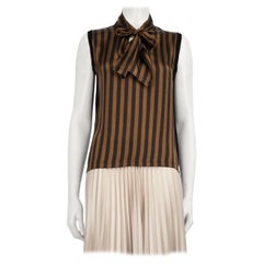 Blusa sin mangas de lana a rayas marrón Fendi Talla XS