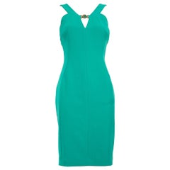 Versace Green Medusa Buckle Knee Length Dress Size S