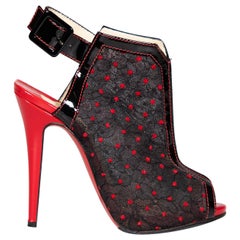 Christian Louboutin Black Polka Dot Peep Toe Heels Size IT 35.5