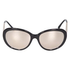 Chanel Black Round Mirror Lenses Sunglasses