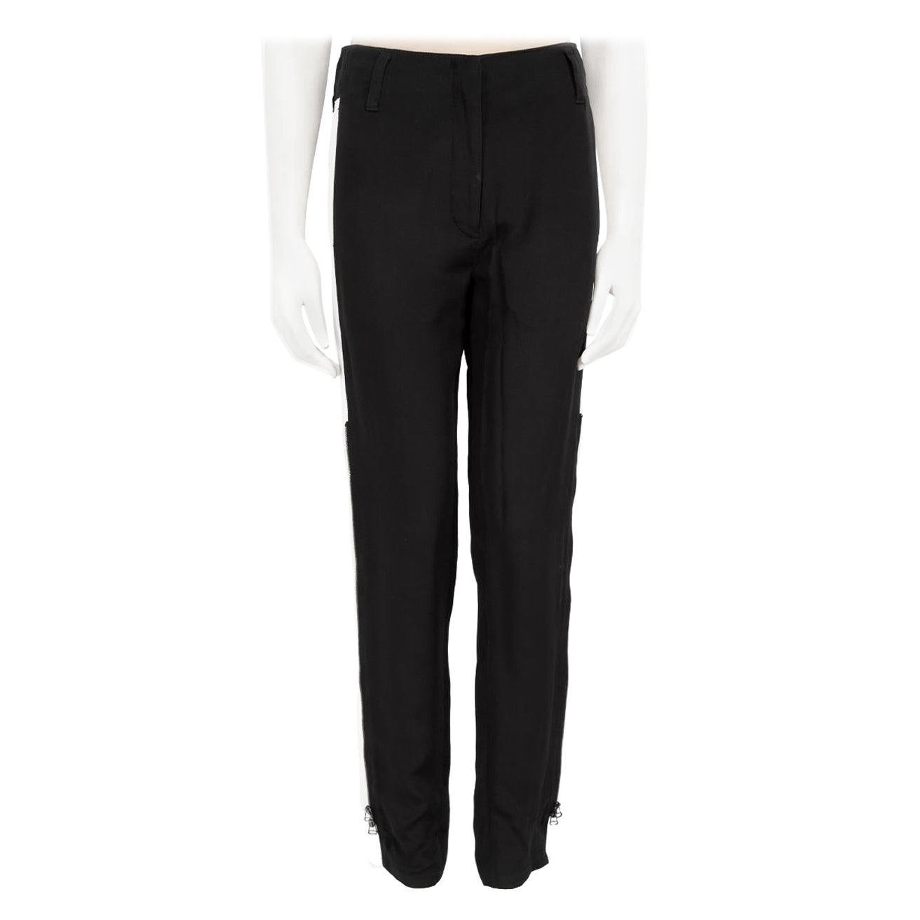 3.1 Phillip Lim Black Stripe Zip Detail Trousers Size XXS For Sale