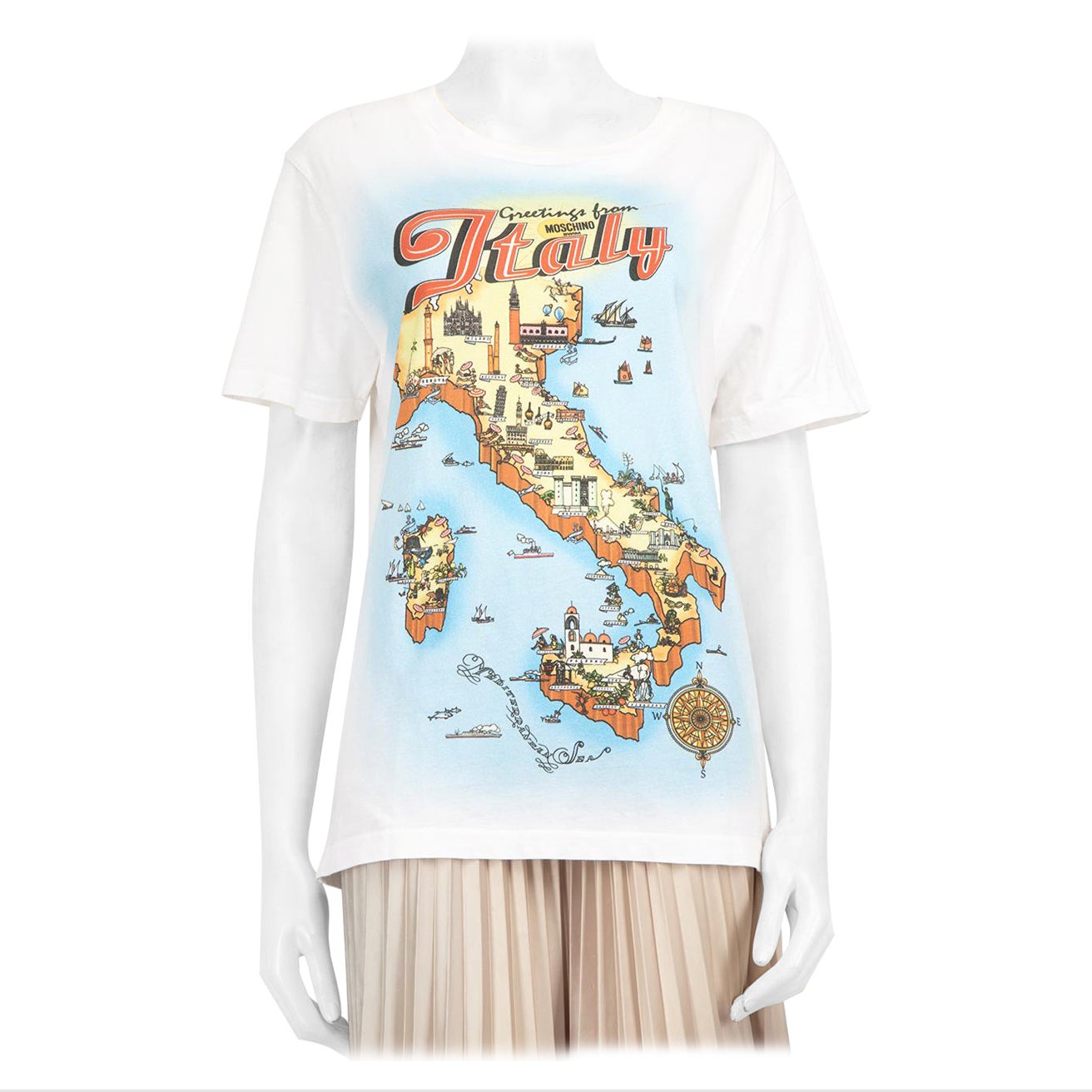 Camiseta Moschino Estampada Mapa De Italia Talla M en venta