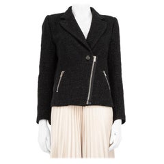 Iro Schwarze Bikerjacke aus Wolle und Tweed Größe XS